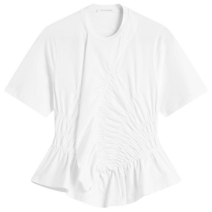 T-paita Cecilie Bahnsen Ace Ruched Peplum T-Shirt Valkoinen | 325RTW19002