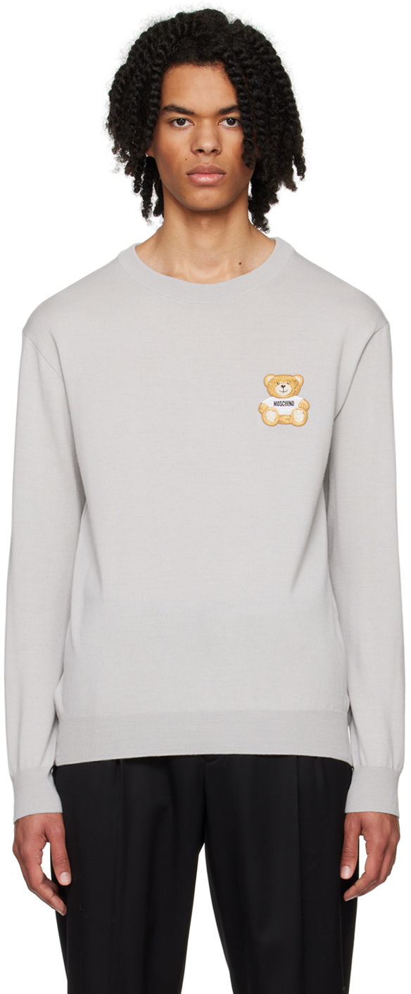 Villapaita Moschino Sweater With Embroidered Applique Harmaa | 0902 7000