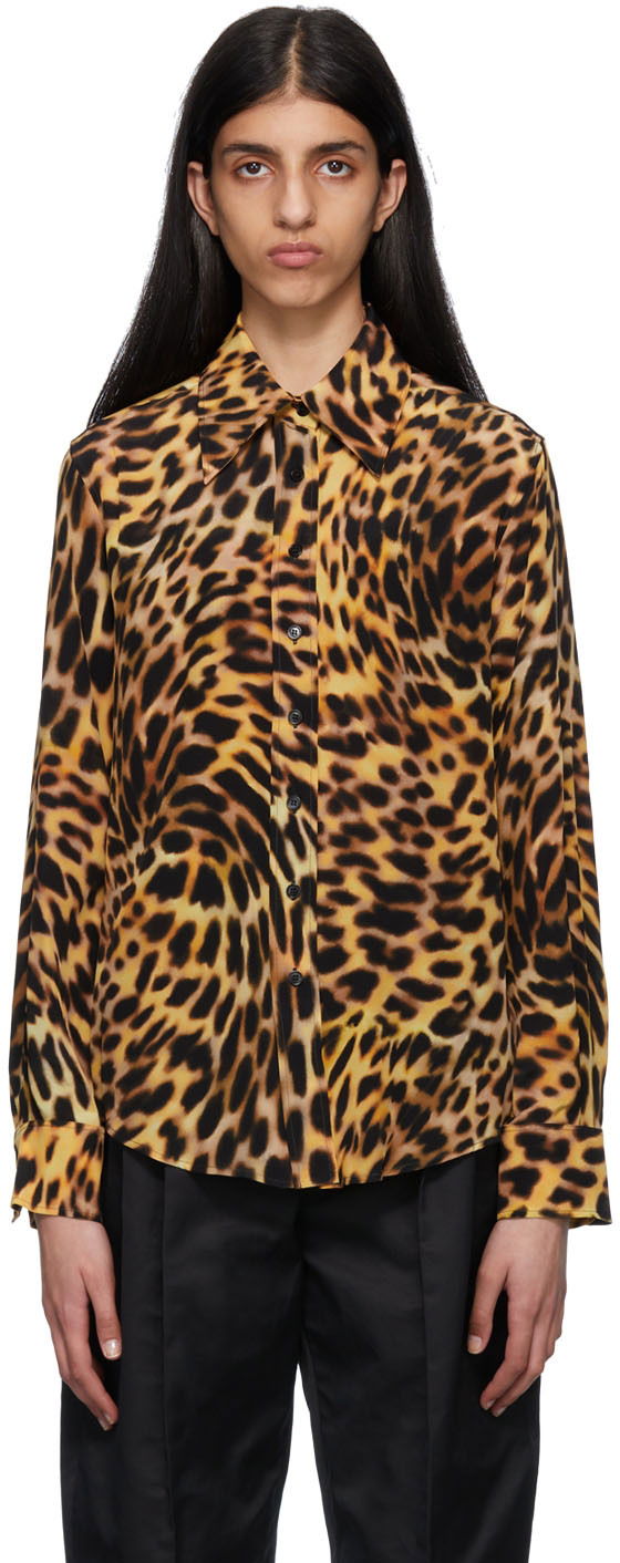 Paita Stella McCartney Stella McCartney Leopard Print Silk Shirt Keltainen | 6200163AS200, 0