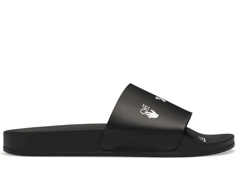 Tennarit ja kengät Off-White Drowning Man Logo Slides Black White FW21 Musta | OMIA088F21FAB0041001/OMIC001C99MAT0021000, 0