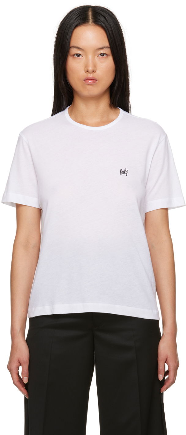 T-paita Ann Demeulemeester Dagmar Embroidered Logo T-Shirt Valkoinen | 2302-W-JTS02-23-FA206-001