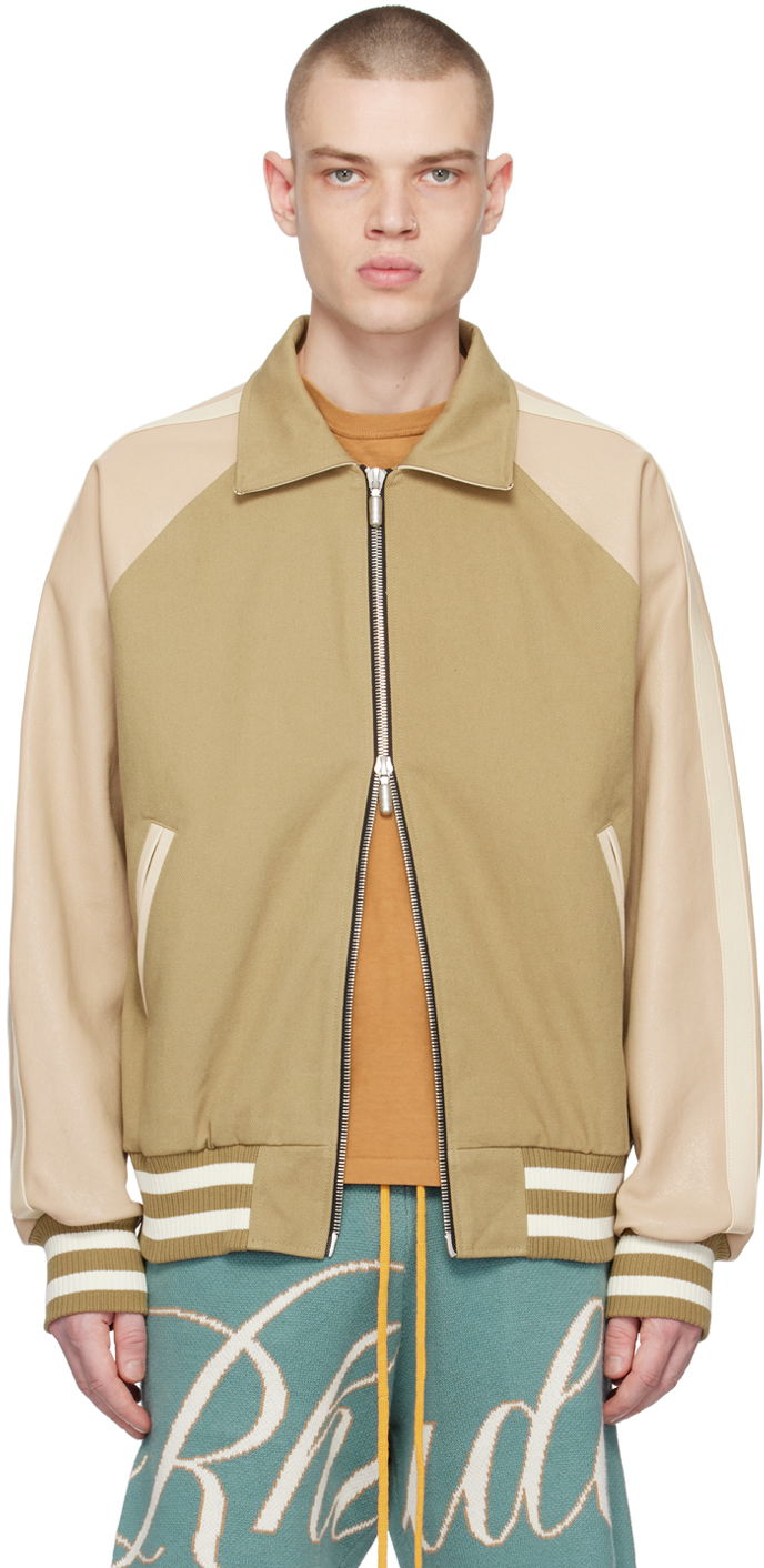 Bomber-takki Rhude Rhude 'Rude Boys' Bomber Jacket Beige | RHSS23JA77012269