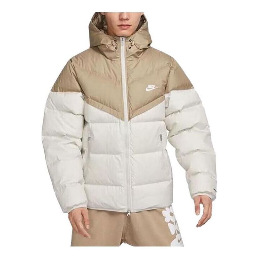 Puffer takki Nike Hooded Puffer Jacket Beige | FB8178-247