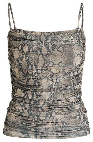 Tankkitoppi BOSS Snakeskin Print Ruched Mesh Corset Top Ruskea | 50537142