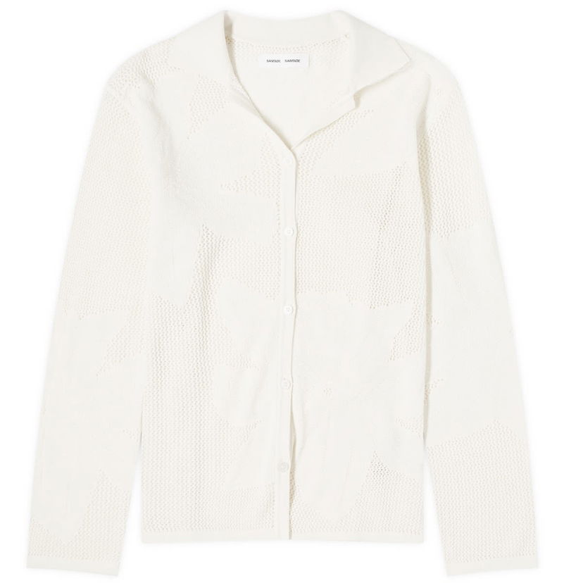 Villapaita Samsoe Samsoe Samsøe Samsøe Sacona Floral Knitted Shirt Valkoinen | F24200034-CLR000289