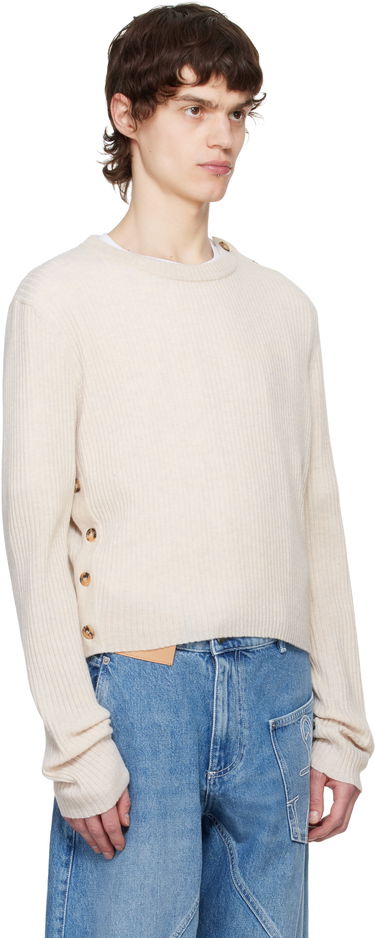 Villapaita JW Anderson JW Anderson Cropped Button Trim Sweater Beige | KW1324-YN0411, 1