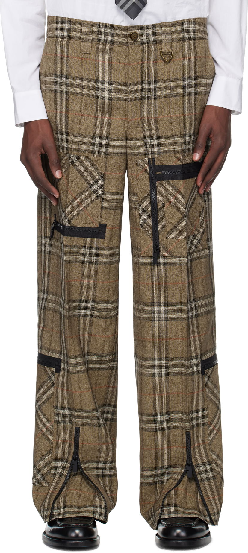 Housut Burberry Burberry Check Silk Blend Cargo Pants Ruskea | 8108349