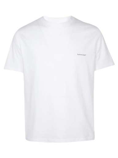 T-paita Balenciaga Small Logo Print Regular Fit Cotton T-Shirt Valkoinen | 556151TYK289000