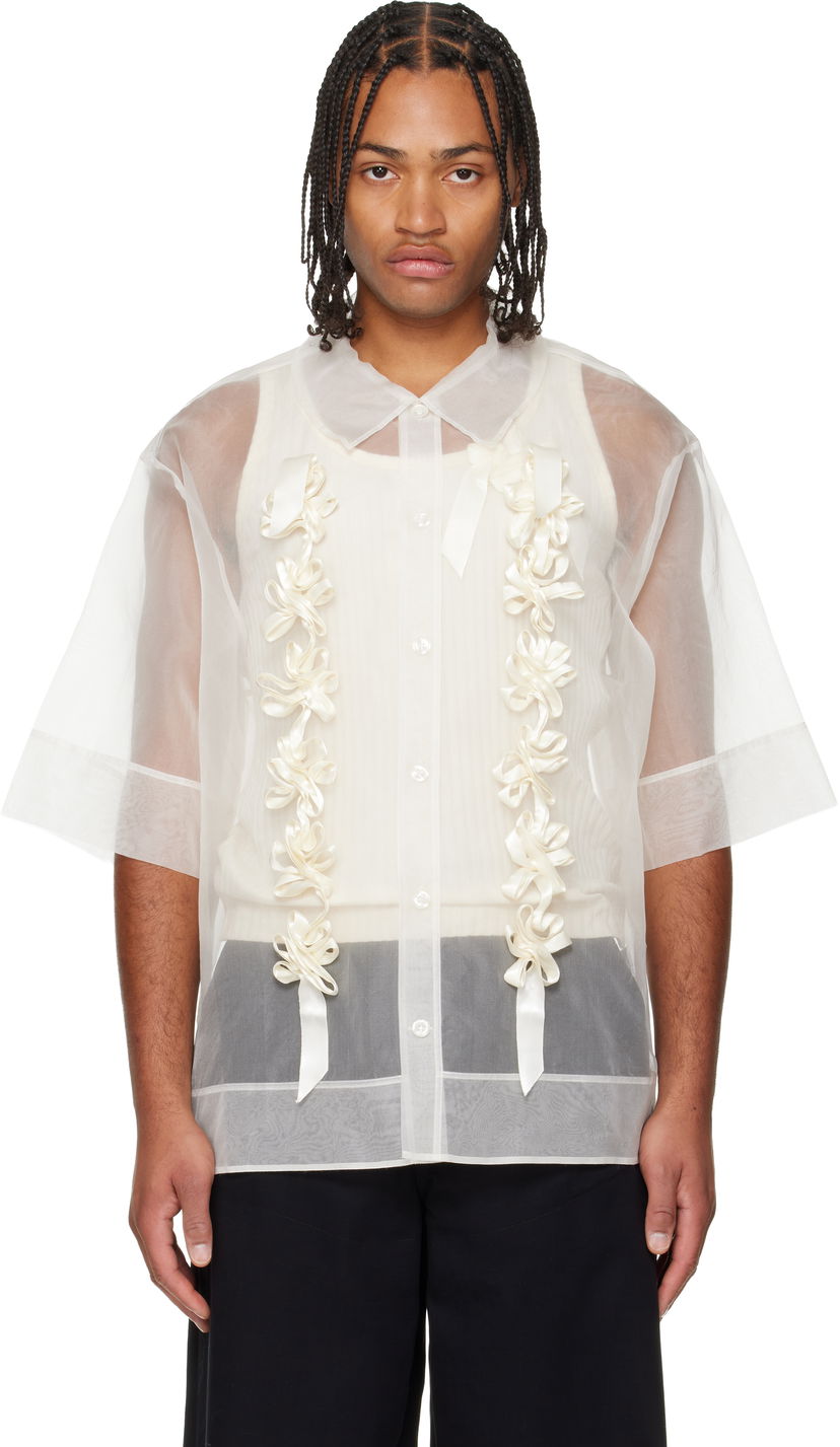Paita Simone Rocha Ribbon Daisy Chain Boxy Shirt Valkoinen | 5388 0360