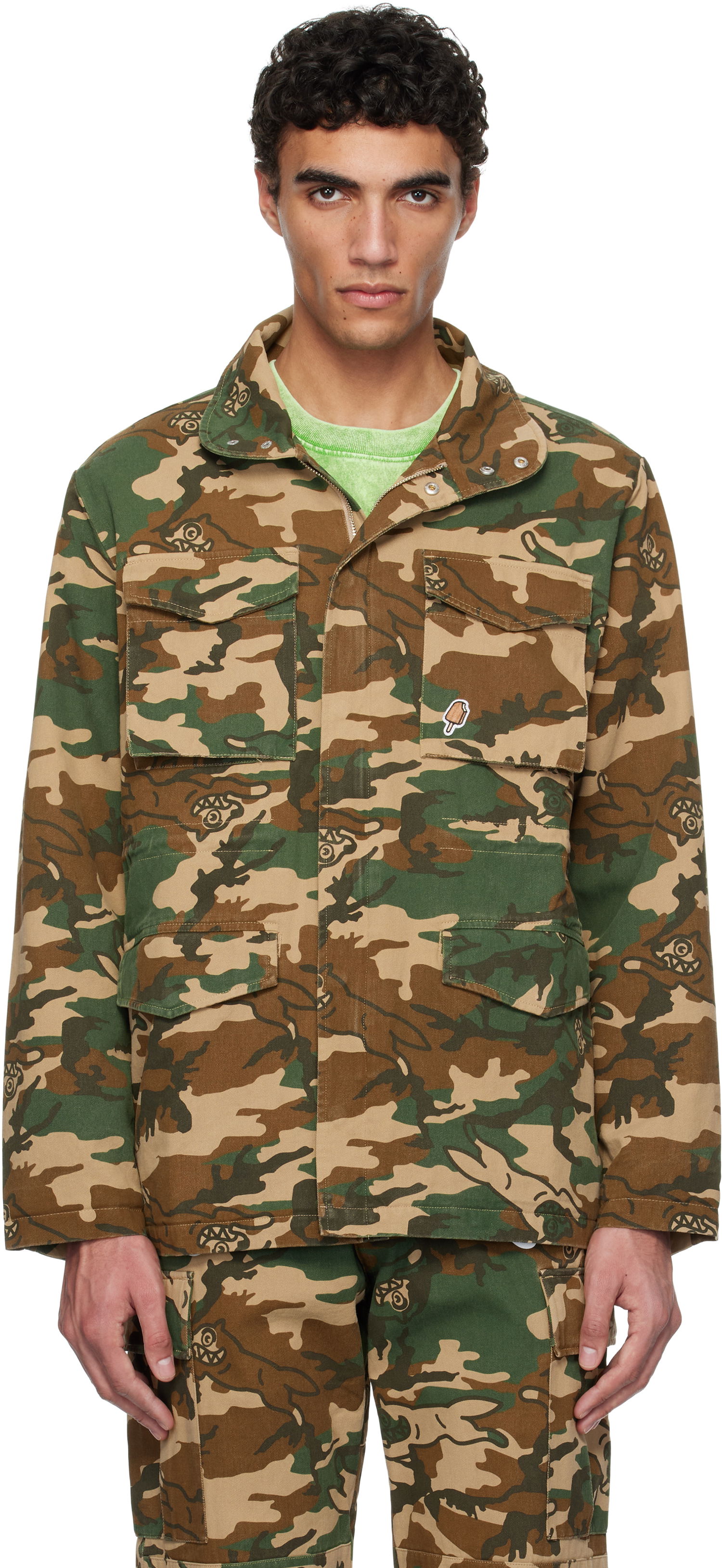 Takki BBC IceCream ICECREAM Running Dog Woodland Camo M65 Jacket Vihreä | IC24S35, 0