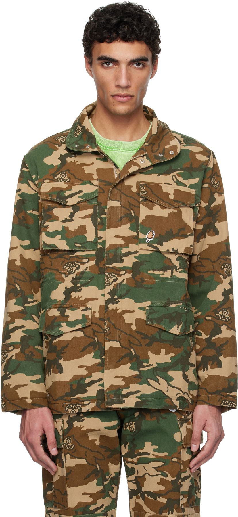 Takki BBC IceCream ICECREAM Running Dog Woodland Camo M65 Jacket Vihreä | IC24S35