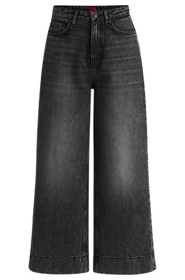 Jeans BOSS Wide-Leg Rigid Denim Jeans Musta | 50530309