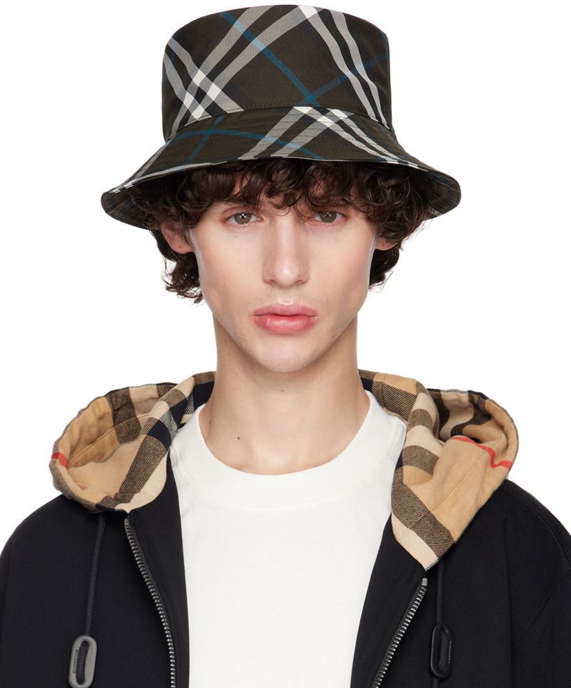 Hattu Burberry Check Bucket Hat Vihreä | 8094800