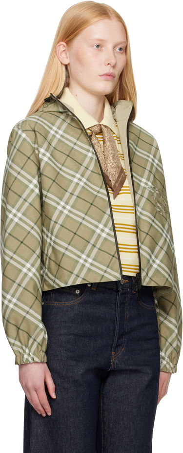 Tuulitakki Burberry Burberry Cropped Check Reversible Hoodie Vihreä | 8105850, 1
