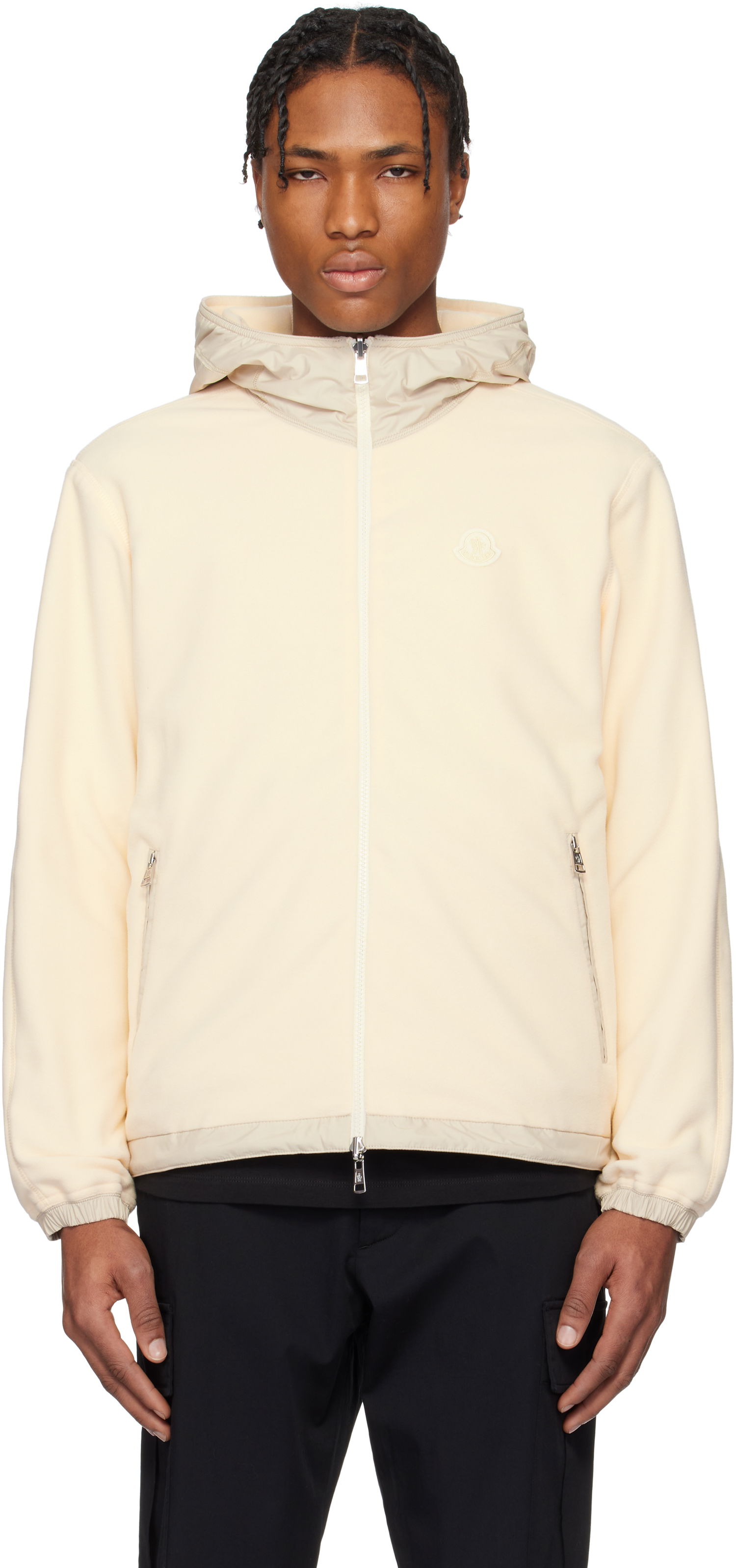 Huppari Moncler Moncler Fleece Zip-Up Reversible Hoodie Beige | K10918G0002180093, 0
