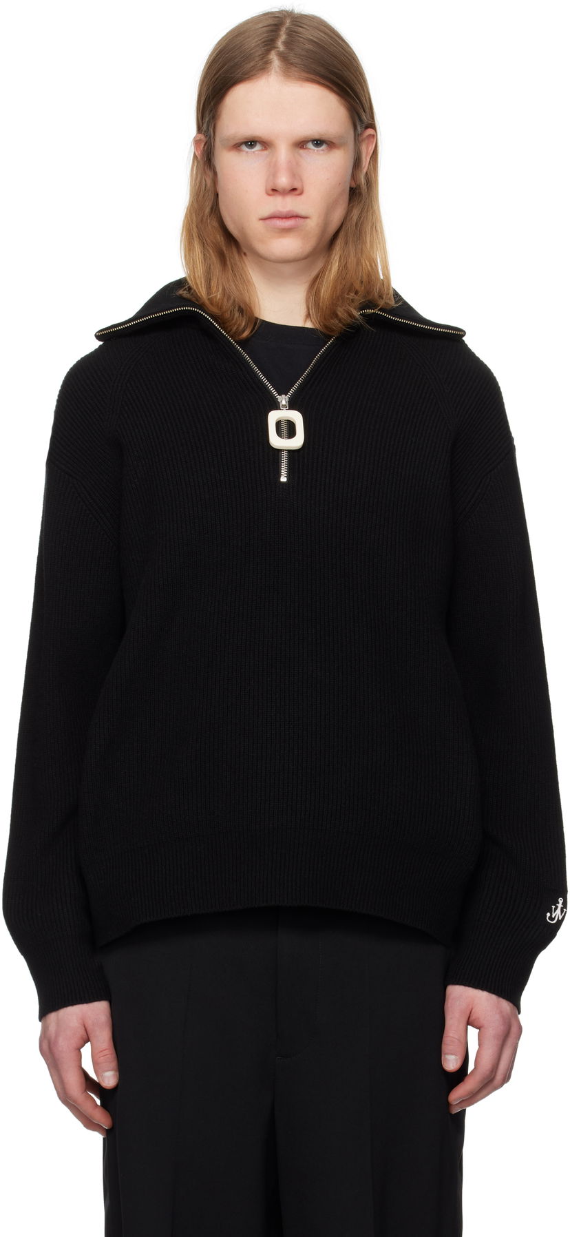 Villapaita JW Anderson JW Anderson Half-Zip Knit Sweater Musta | KW1285-YN0372
