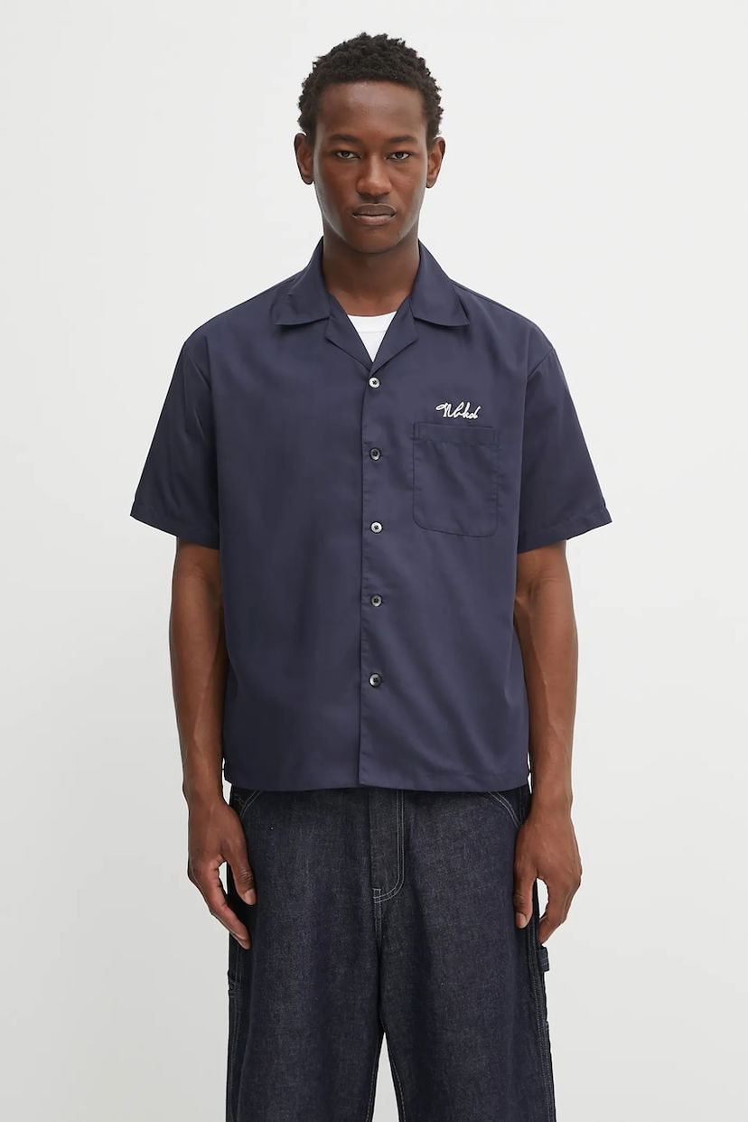 Paita Neighborhood NEIGHBORHOOD Solid-Color Hawaiian Shirt Tummansininen | 251TSNH.SHM07
