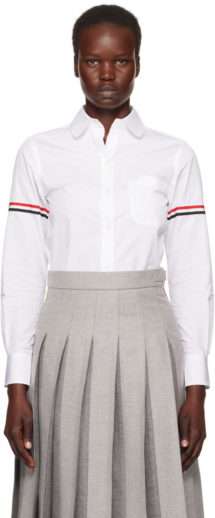 Paita Thom Browne Oxford Classic Round Collar Shirt With Long Sleeves Valkoinen | FLL019E-03113