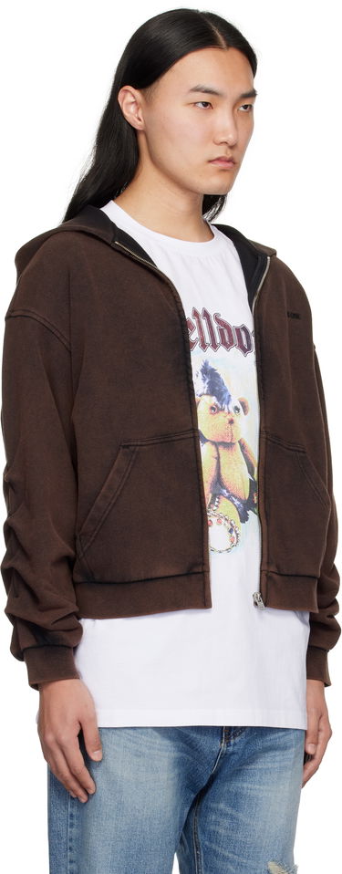 Huppari We11done We11done Wrinkled Zip-Up Hoodie Ruskea | WD-TJ0-25-830-U-BK, 1