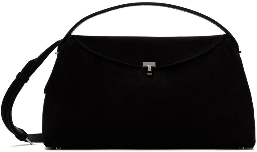 Käsilaukku TOTEME TOTEME T-Lock Top Handle Suede Shoulder Bag Musta | 234-WAL961-LE0004