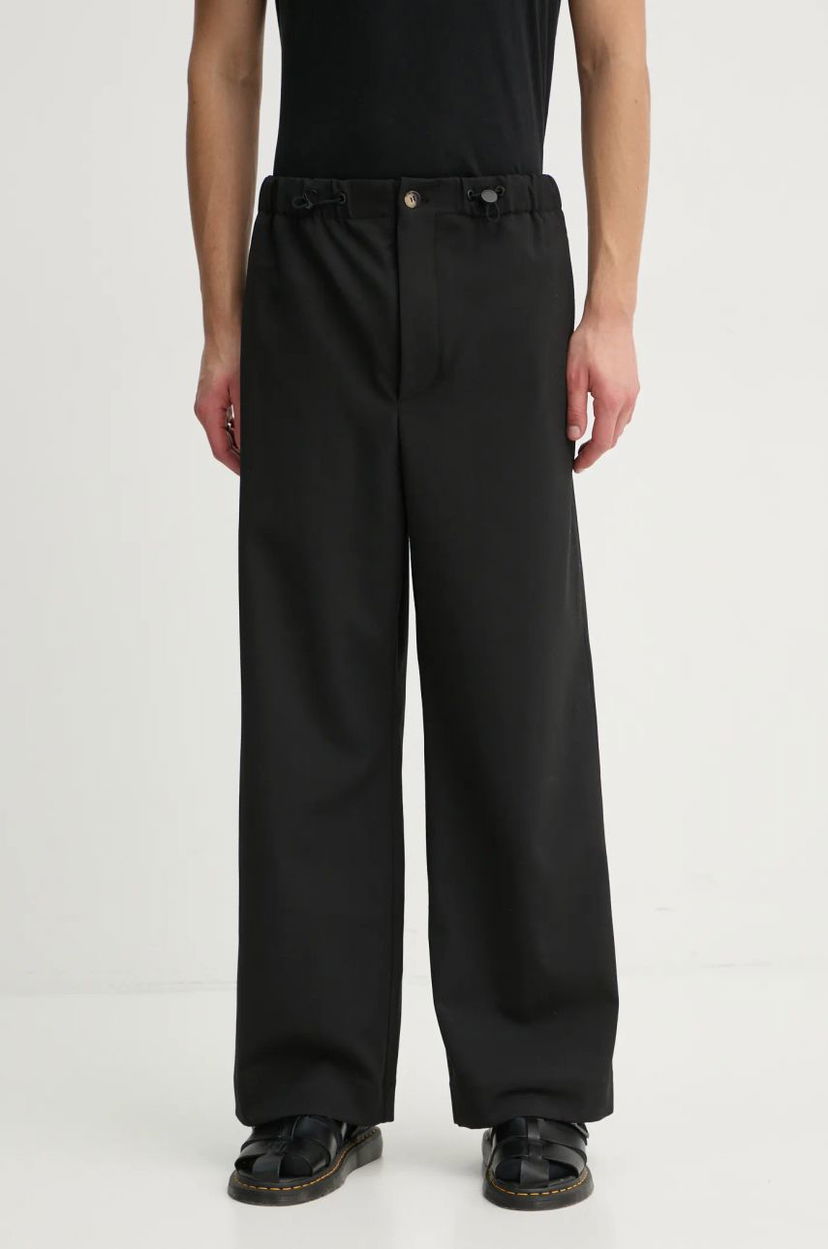 Housut Nanushka Wide Leg Wool Blend Trousers Musta | NM24FWPA24599