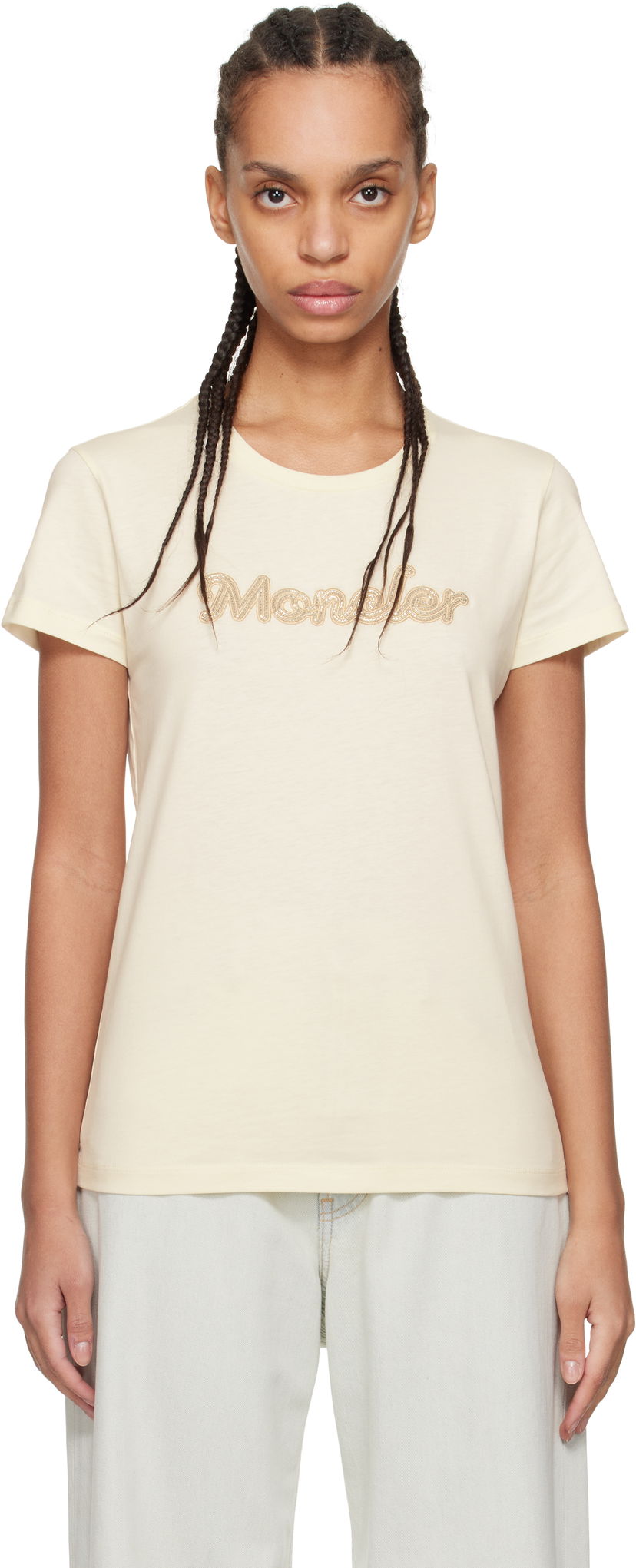 T-paita Moncler Moncler Logo S/S T-Shirt Beige | K10938C0000989AUO