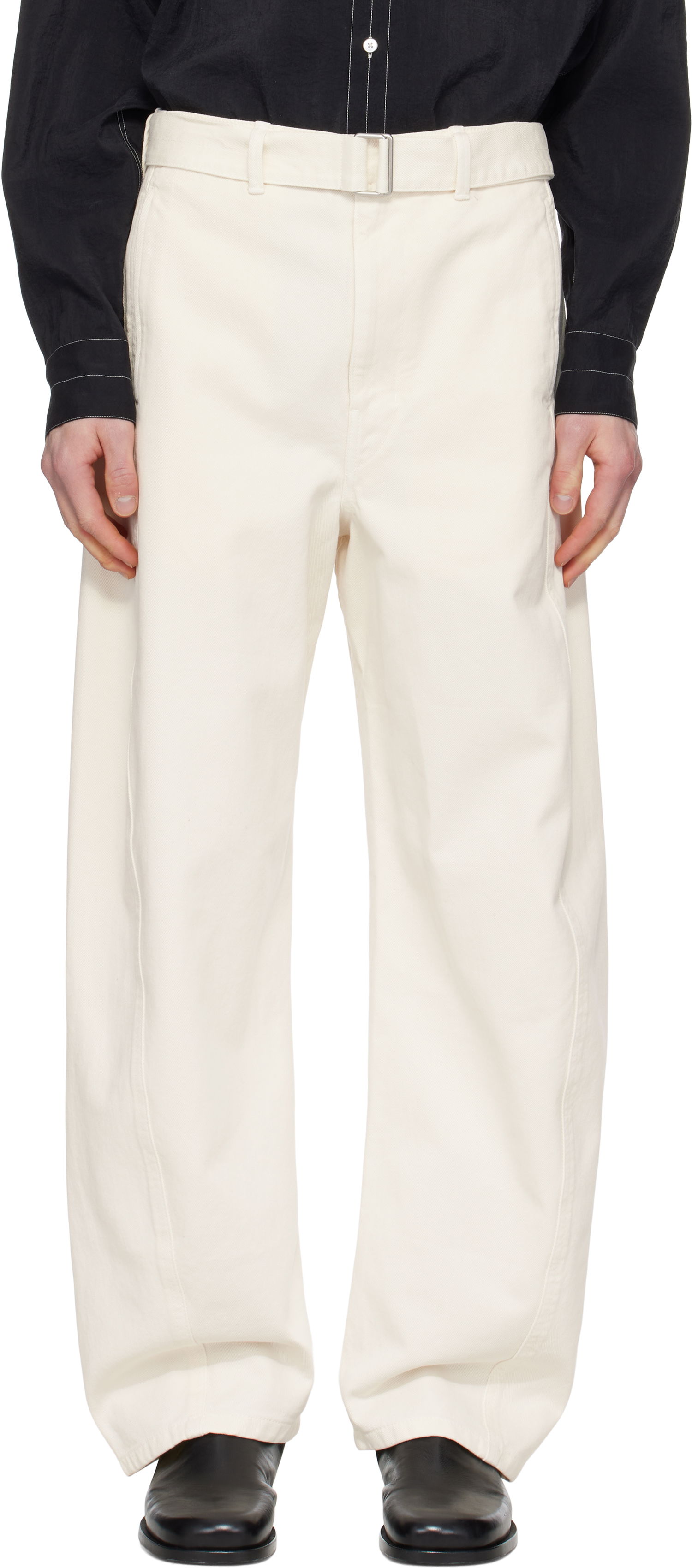 Housut LEMAIRE Lemaire Twisted Belted Trousers Valkoinen | PA326 LD1034, 0