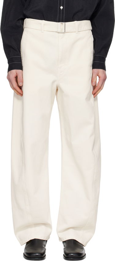 Housut LEMAIRE Lemaire Twisted Belted Trousers Valkoinen | PA326 LD1034, 0