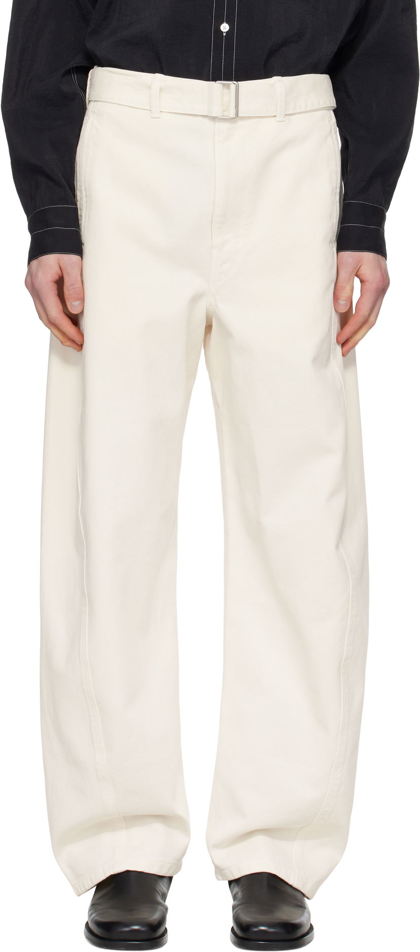 Housut LEMAIRE Lemaire Twisted Belted Trousers Valkoinen | PA326 LD1034
