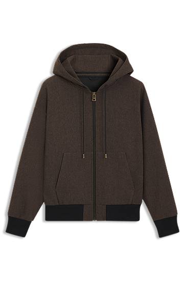 Bomber-takki BOSS Modern-fit hooded jacket in herringbone cloth Ruskea | 50544683