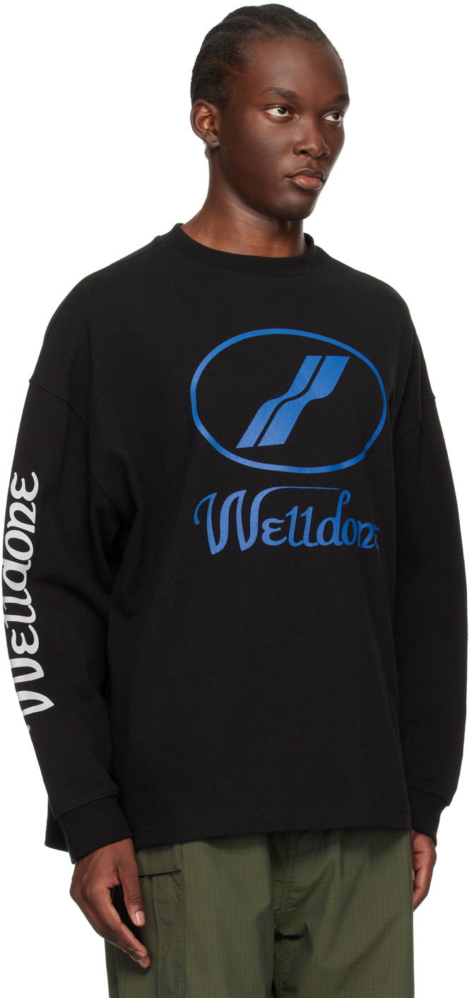 Huppari We11done Long Sleeve Print T-Shirt Musta | WD-TP4-20-712-U-BK, 1