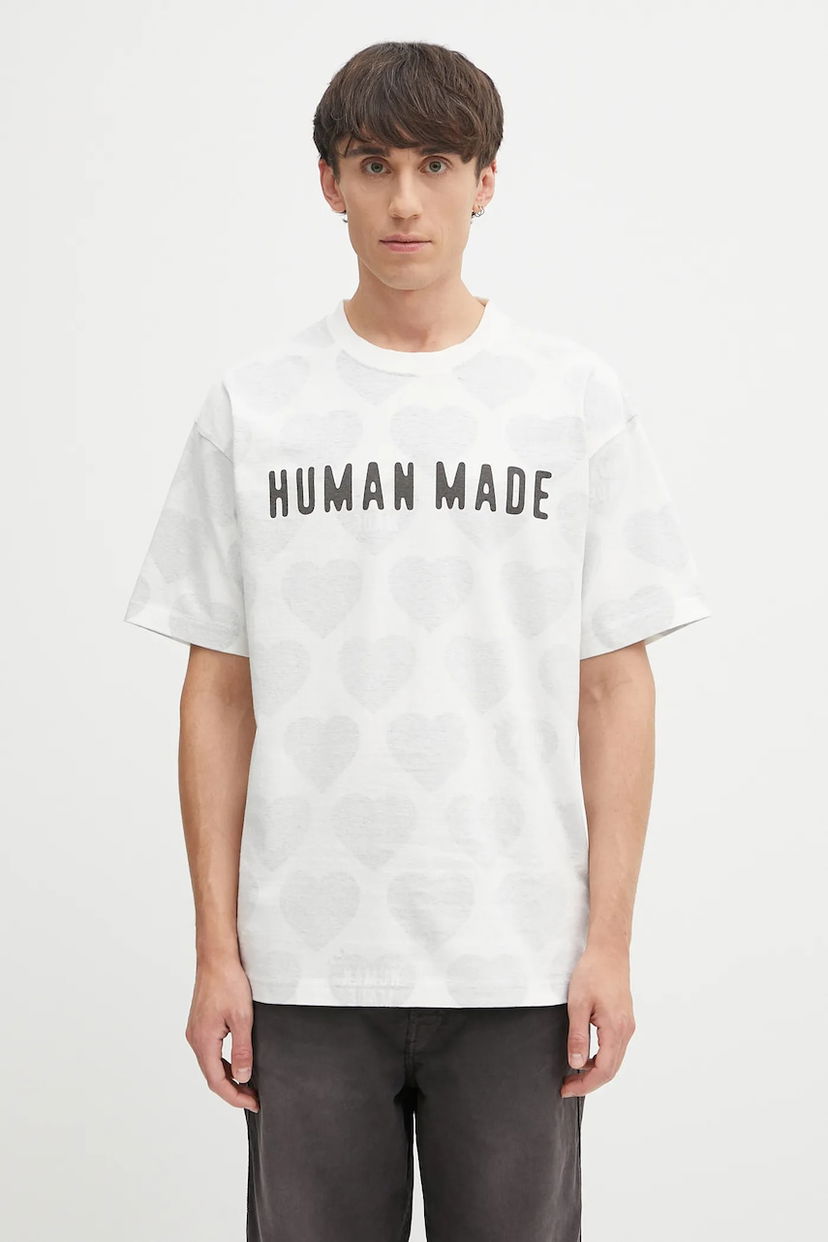 T-paita Human Made Human Made Knitted Hearts Print T-Shirt Valkoinen | HM29CS034