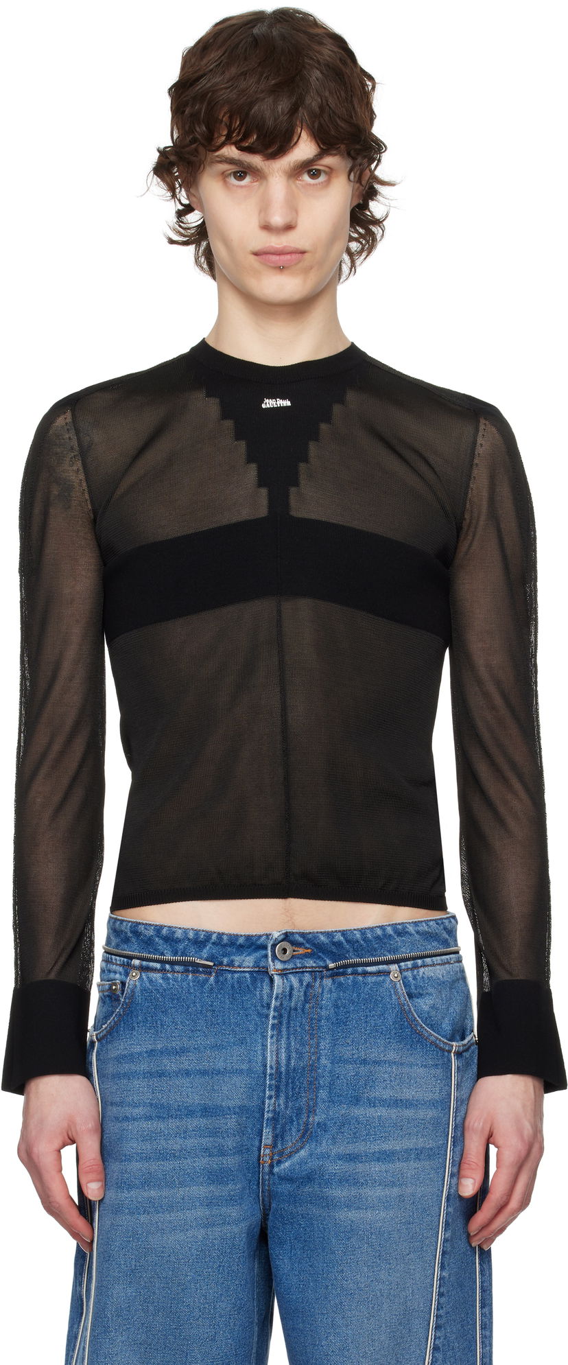 Villapaita Jean Paul Gaultier Jean Paul Gaultier Logo Knit Sweater Musta | 25/33-F-PL068-M083-00