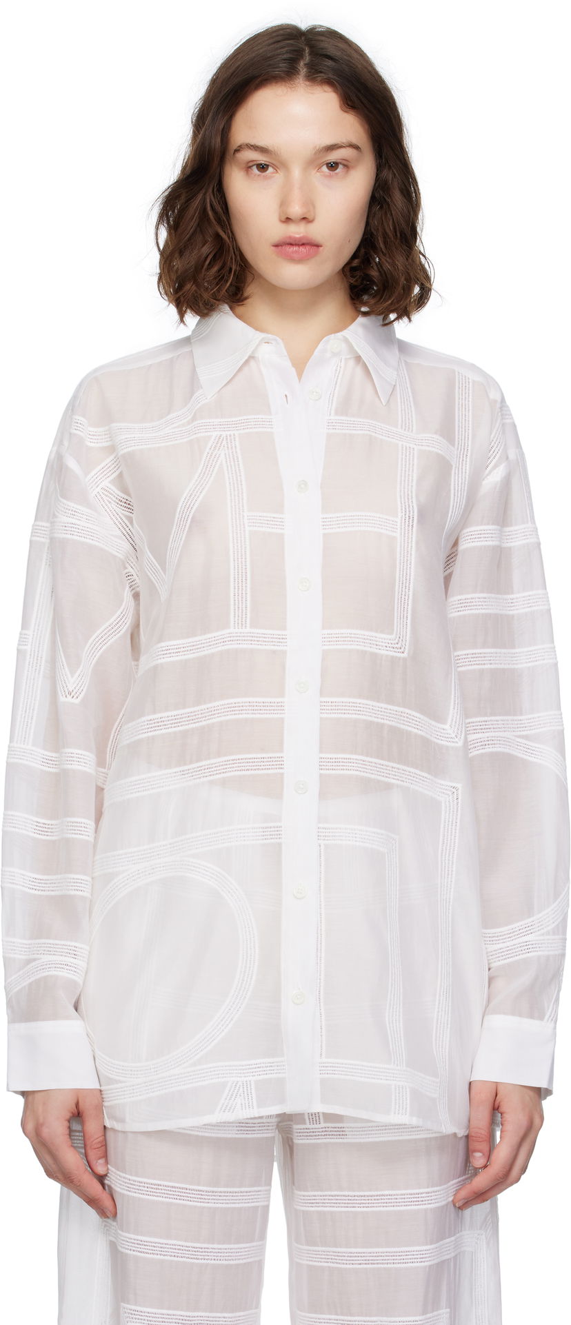 Paita TOTEME TOTEME Classic Crochet Shirt Valkoinen | 253-WRT0480-FB0441
