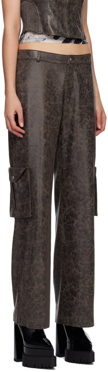 Cargo housut Miaou Miaou Elias Faux-Leather Cargo Pants Ruskea | 1034DVSVAR, 1