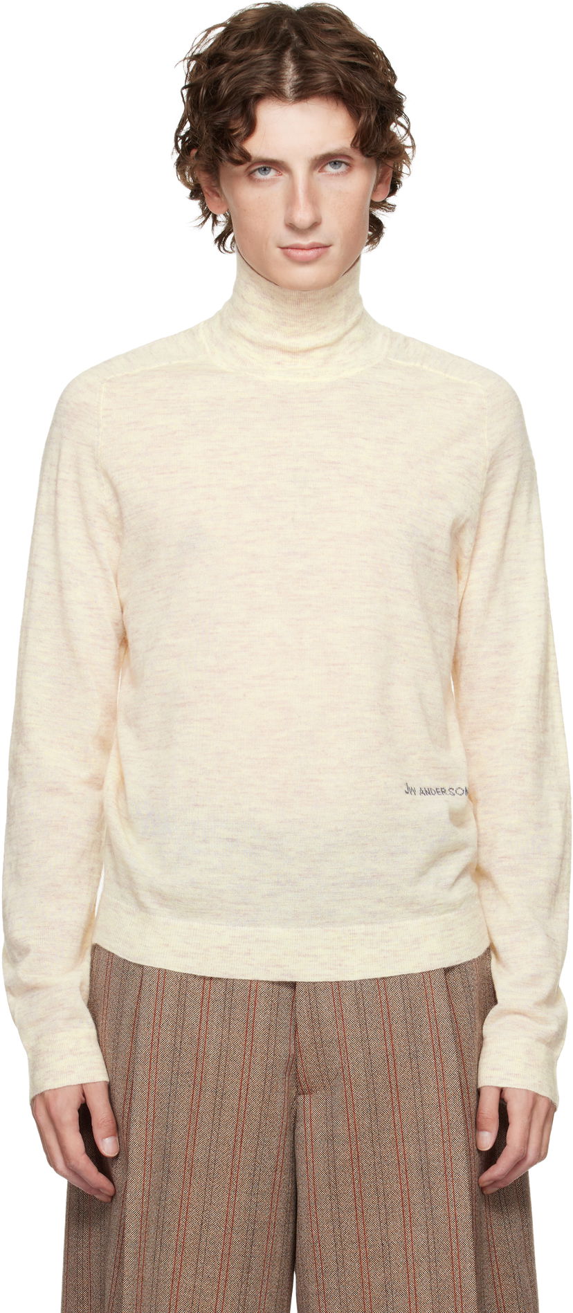 Villapaita JW Anderson JW Anderson Logo Turtleneck Beige | KW1436-YN0444