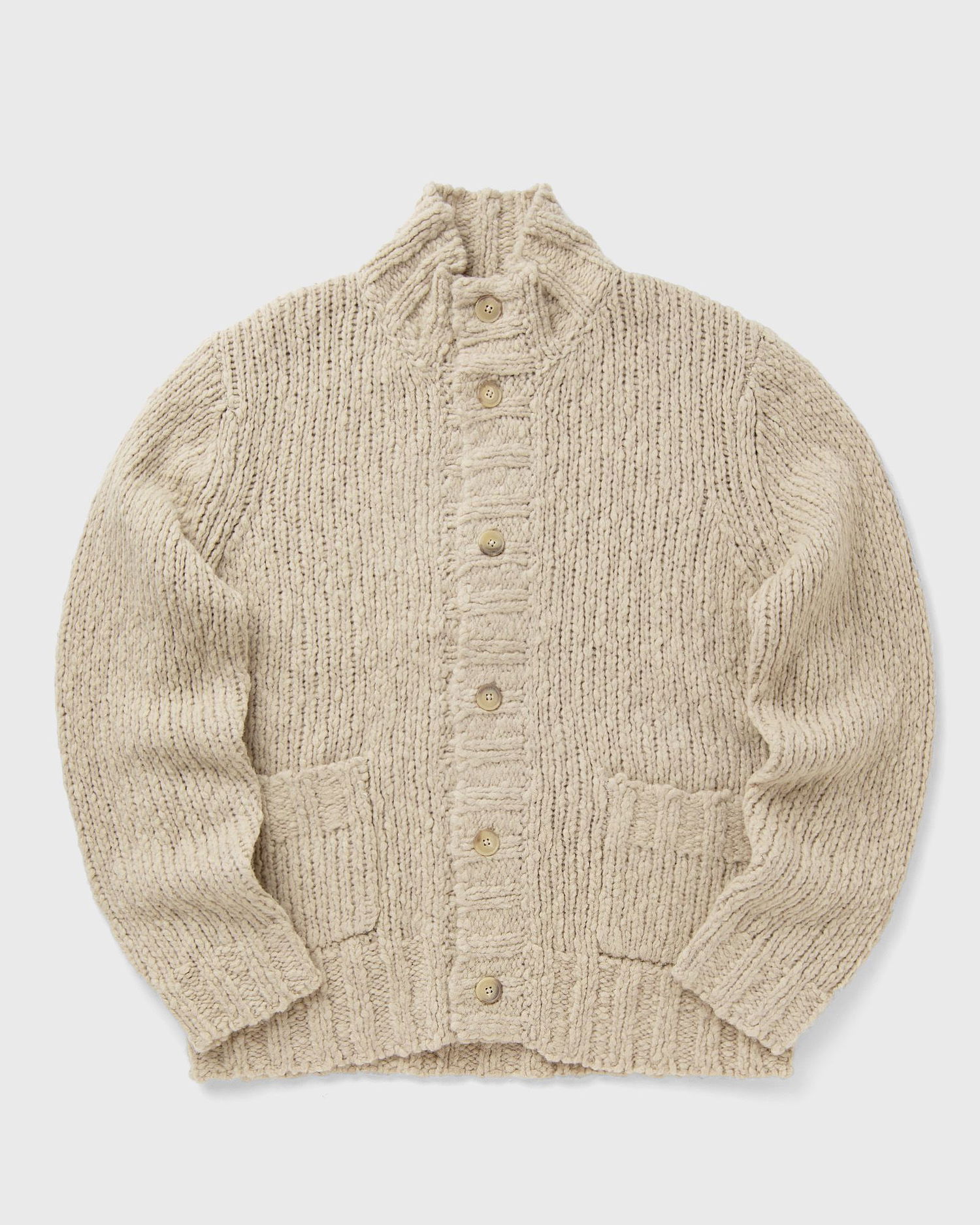 Villapaita CLOSED Chunky Knit Button-Front Turtleneck Cardigan Beige | C86449-94B-22-198, 0