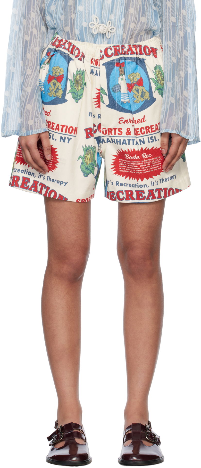 Shortsit Bode Bode Enrichment Print Shorts Valkoinen | MRS25BT045