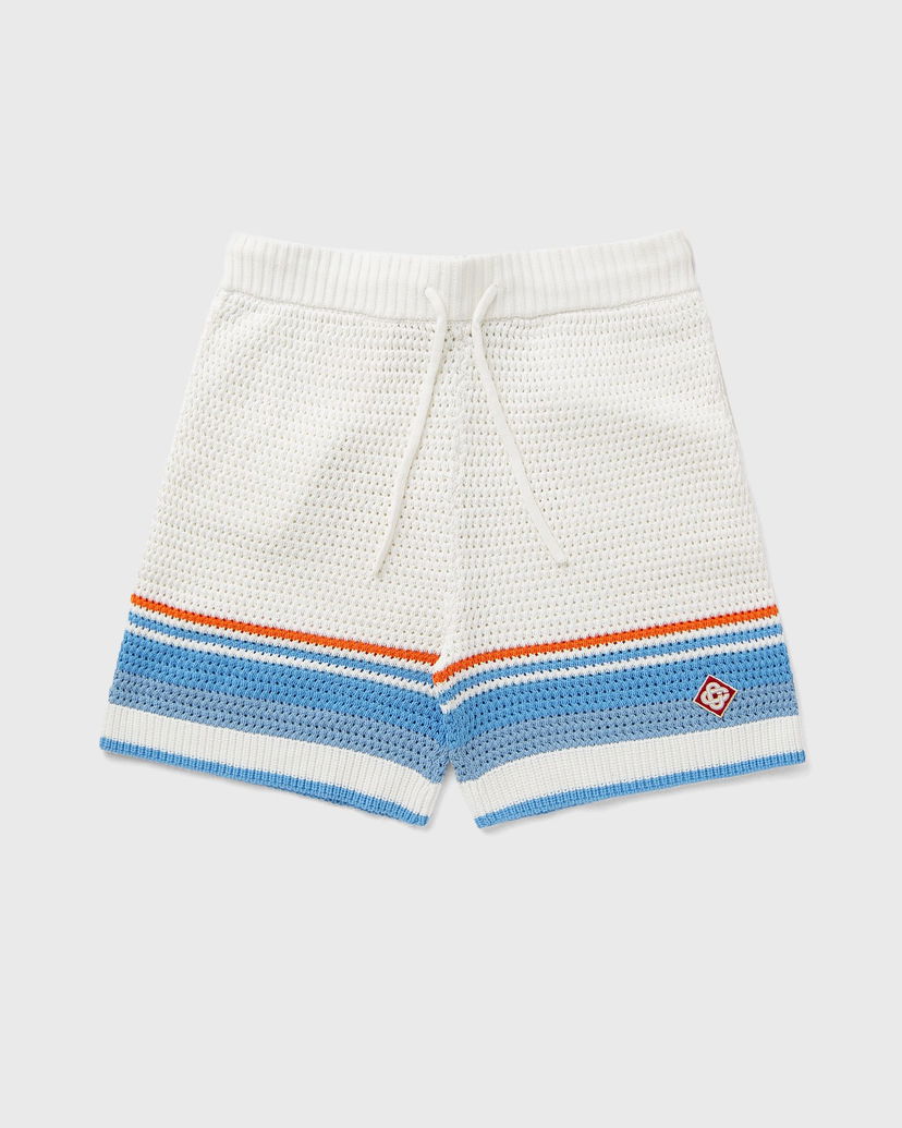 Shortsit Casablanca Crochet Knit Striped Lounge Shorts Valkoinen | MPF25-KW-1011-01