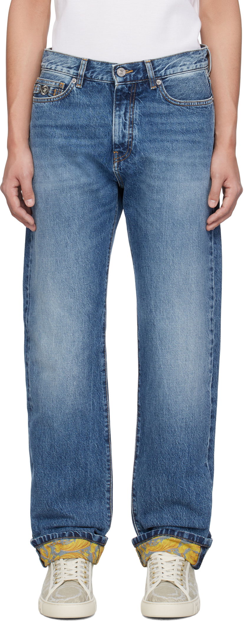 Jeans Versace Versace Stonewashed Cuffed Jeans Sininen | 1018013_1A12886