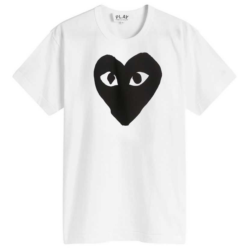T-paita Comme des Garçons Play Logo Heart Print T-Shirt - White / Black Valkoinen | AX-T070-051-1