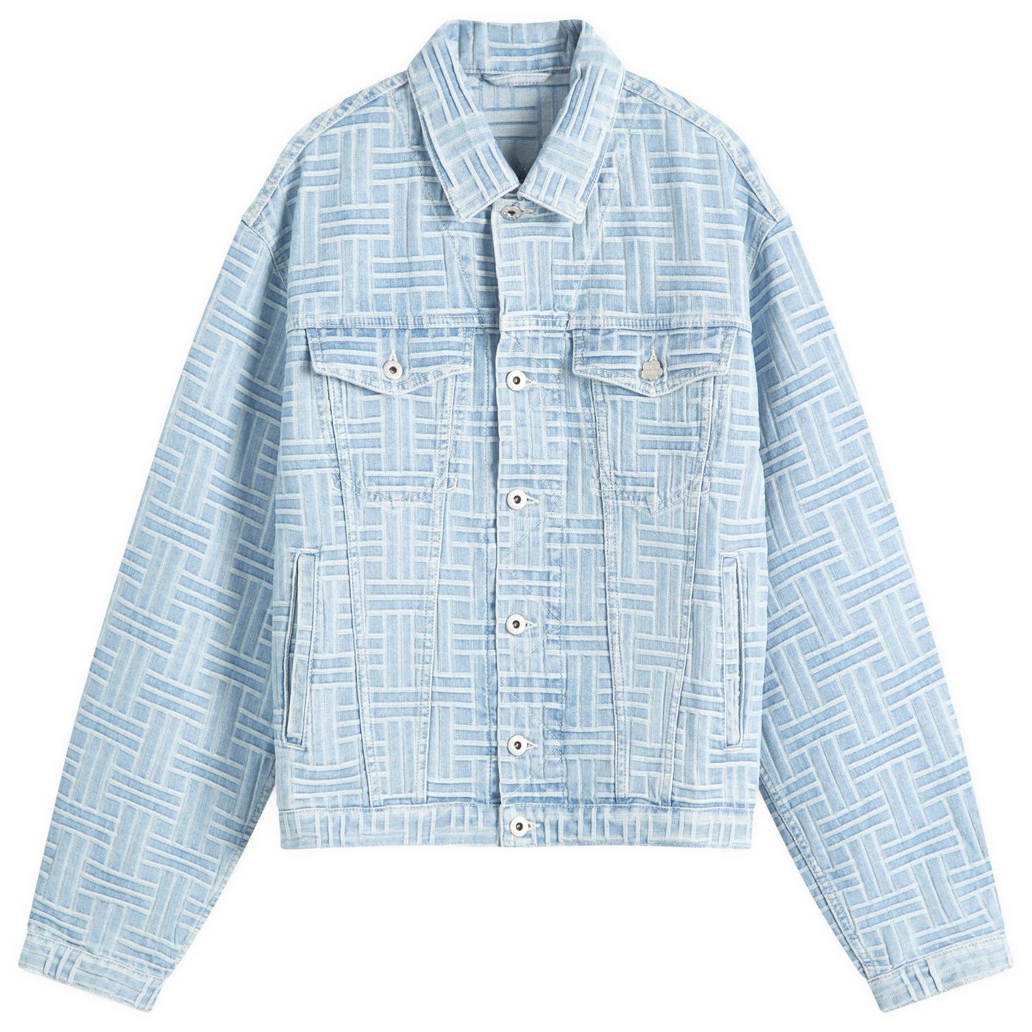 Bomber-takki KENZO Blue Weave Pattern Trucker Jacket Sininen | FF55DV3026J4-DB, 0