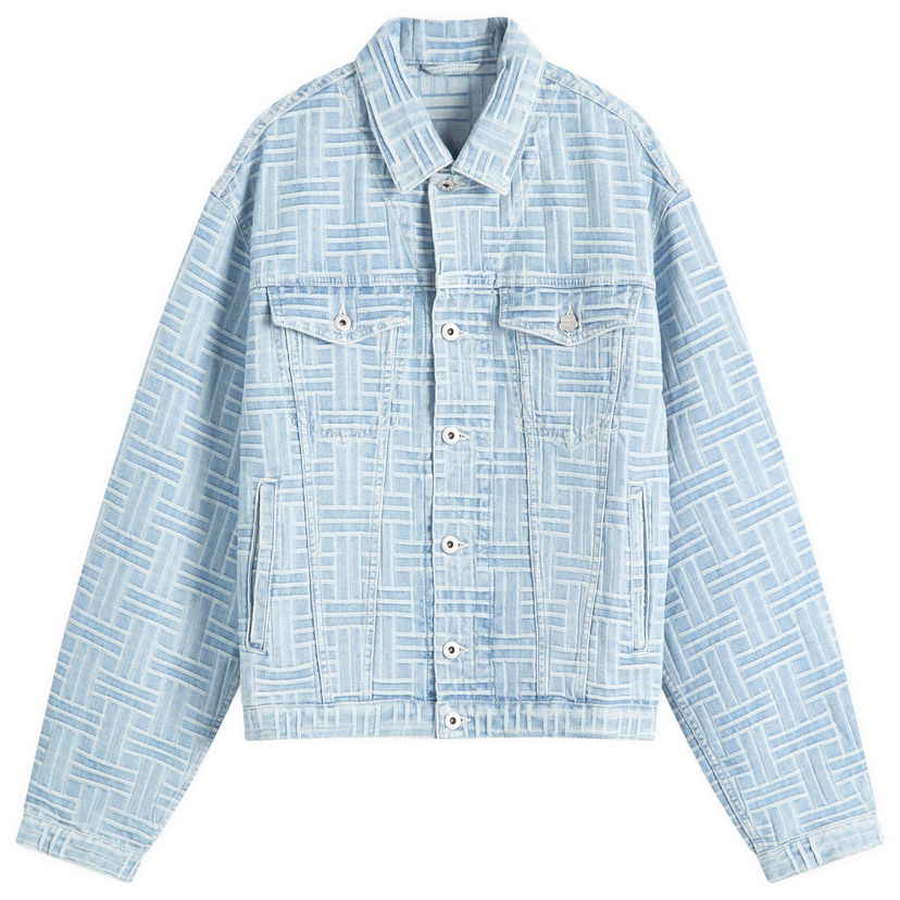 Bomber-takki KENZO Blue Weave Pattern Trucker Jacket Sininen | FF55DV3026J4-DB
