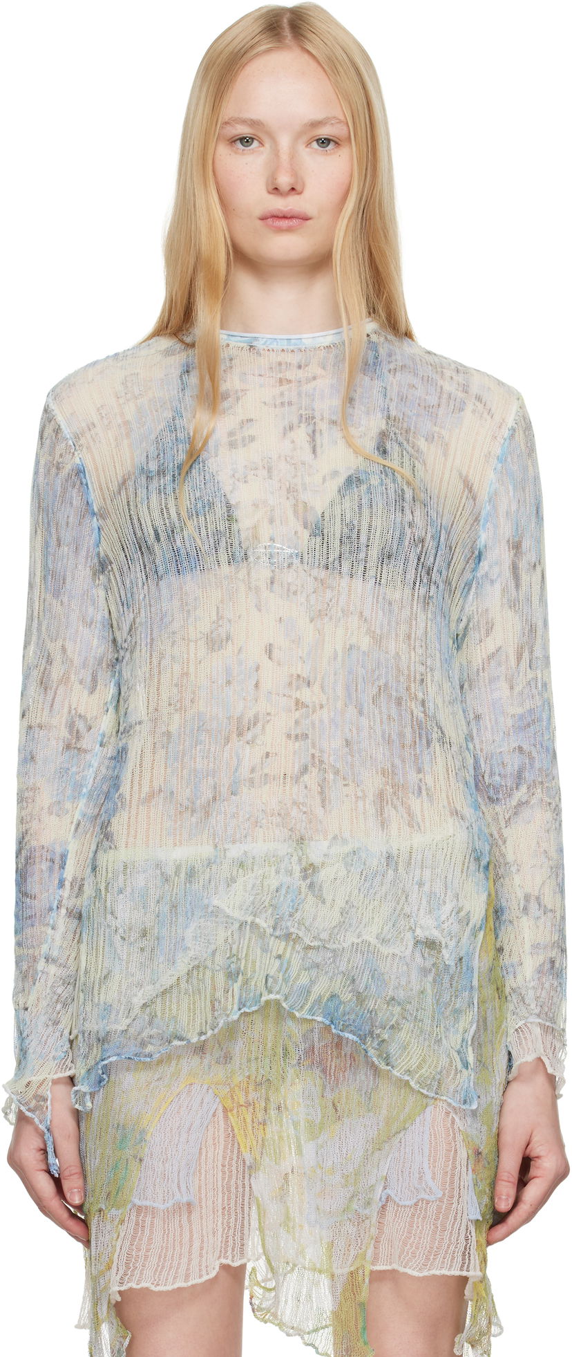 Mekko Diesel Diesel K-Aasmos-A Sheer Layered Long Sleeve Top Sininen | A18017 0AFBT