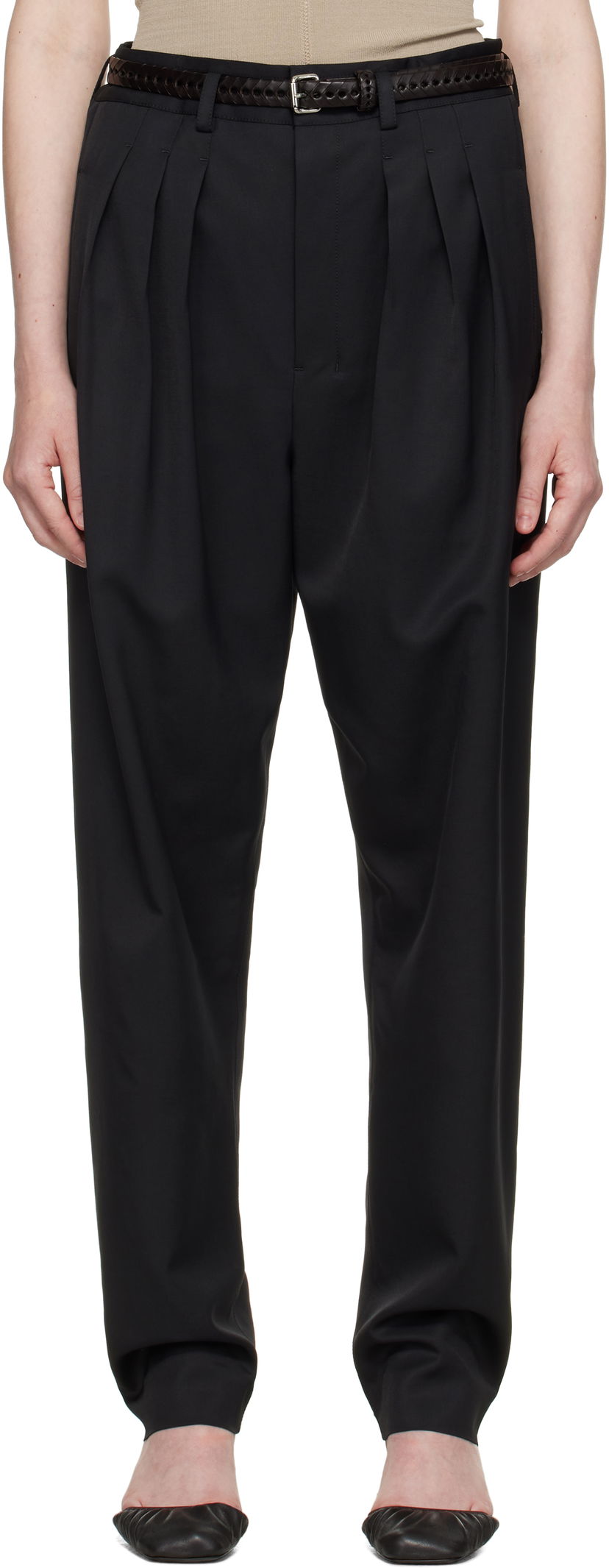 Housut LEMAIRE Lemaire Pleated Tailored Trousers Musta | PA1178 LF1362