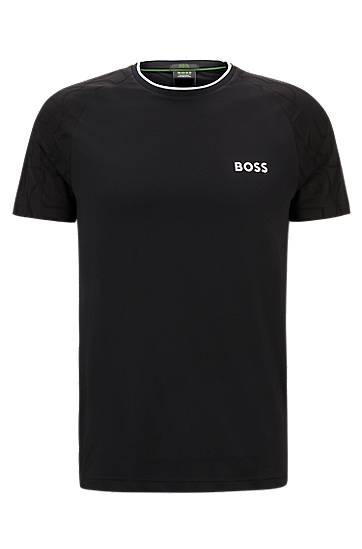 T-paita BOSS Matteo Berrettini Stretch-Jersey T-Shirt with Signature Details Musta | 50521983