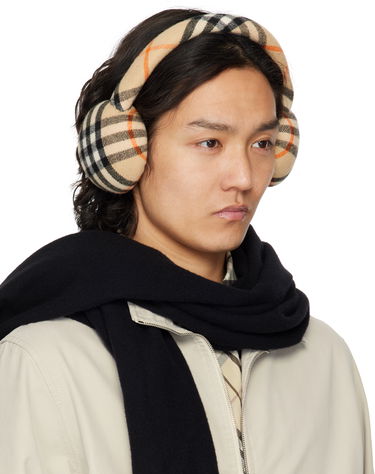 Huivi Burberry Burberry Check Wool Earmuffs Beige | 8105109, 3