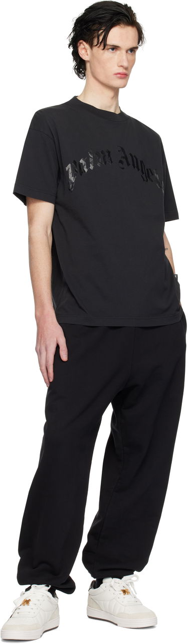 T-paita Palm Angels Curved Logo Oversize T-Shirt Musta | PMAA001S25JER0041010, 3