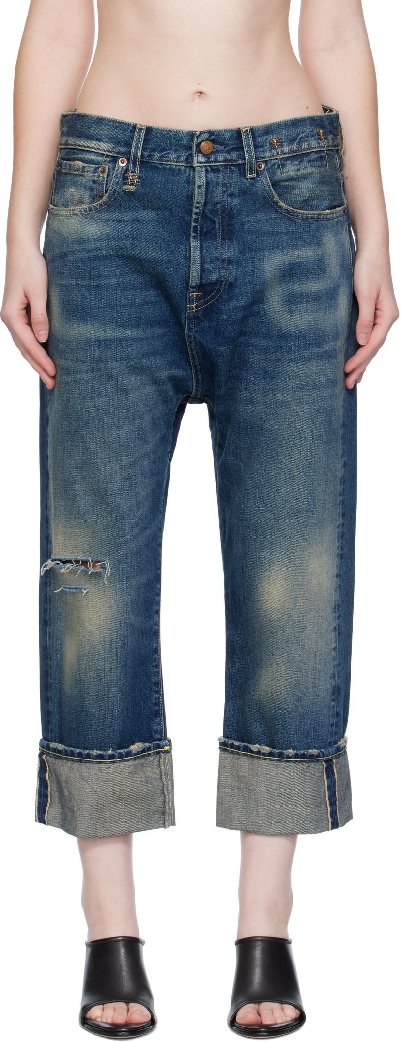 Jeans R13 R13 Cuffed Tailored Drop Cropped Jeans Sininen | R13WD194-D341C
