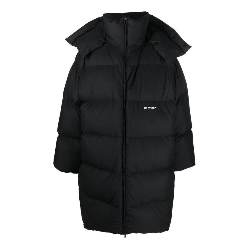Puffer takki Off-White Off-White Padded Hooded Coat Musta | OMED051F22FAB0011001